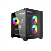 Gabinete Gamer Forcefield Black Vulcan - Frontal e Lateral em Vidro - PCYES - GFFBVP - 19199 - 1193